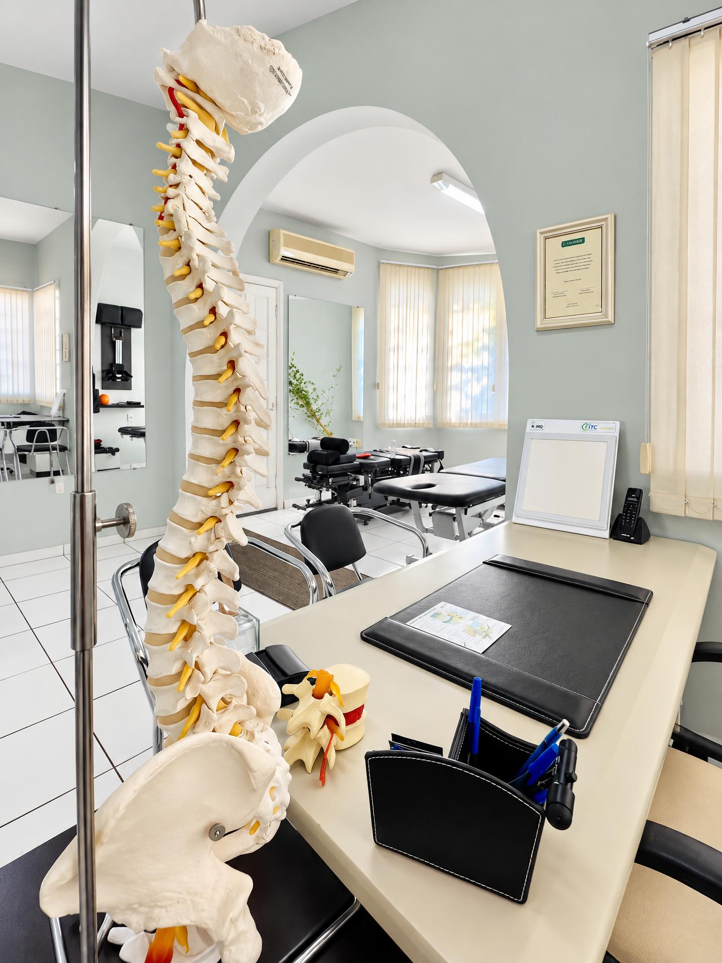 Consultório com modelo de coluna